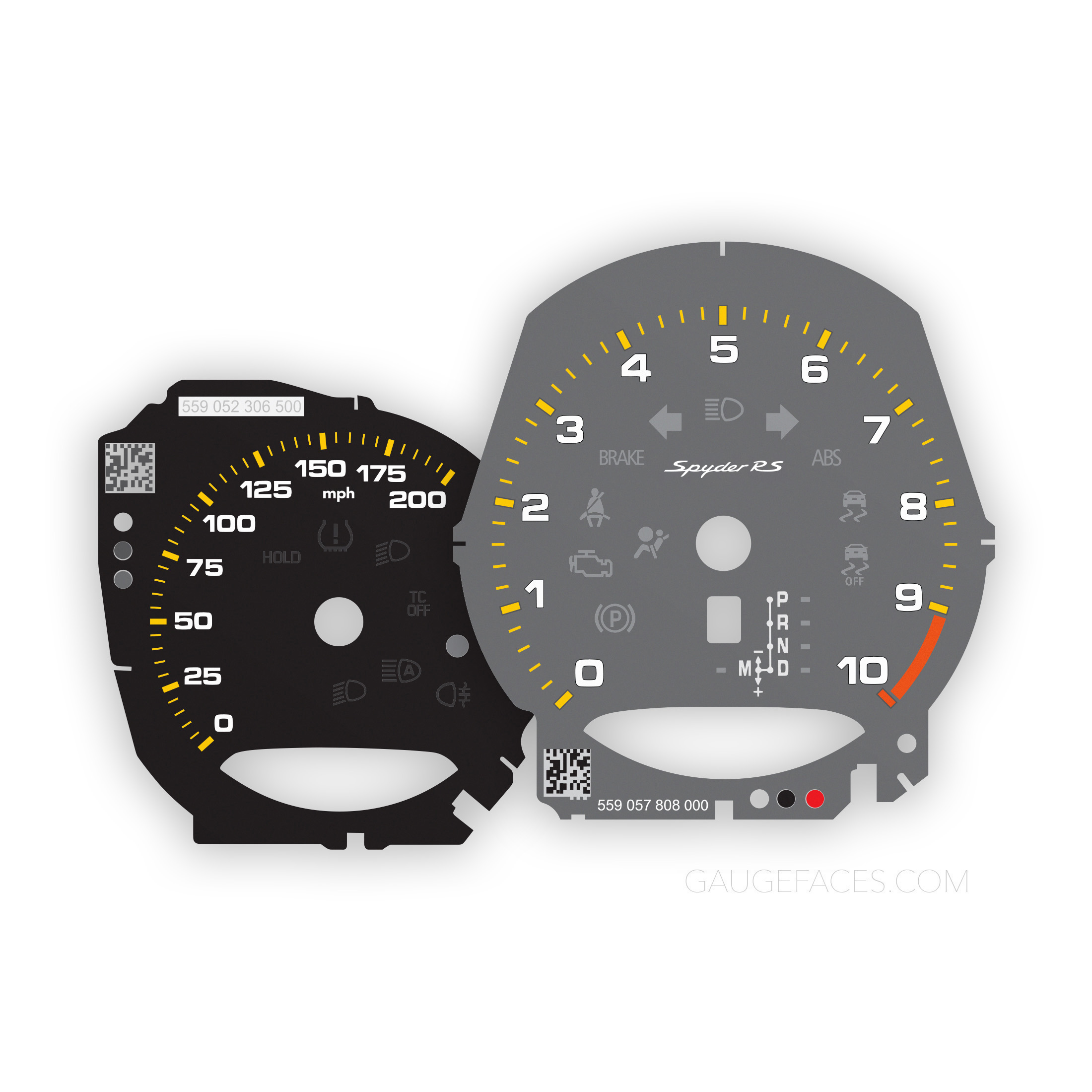 Porsche 718 Spyder RS OEM Gauge Faces Set - PDK US