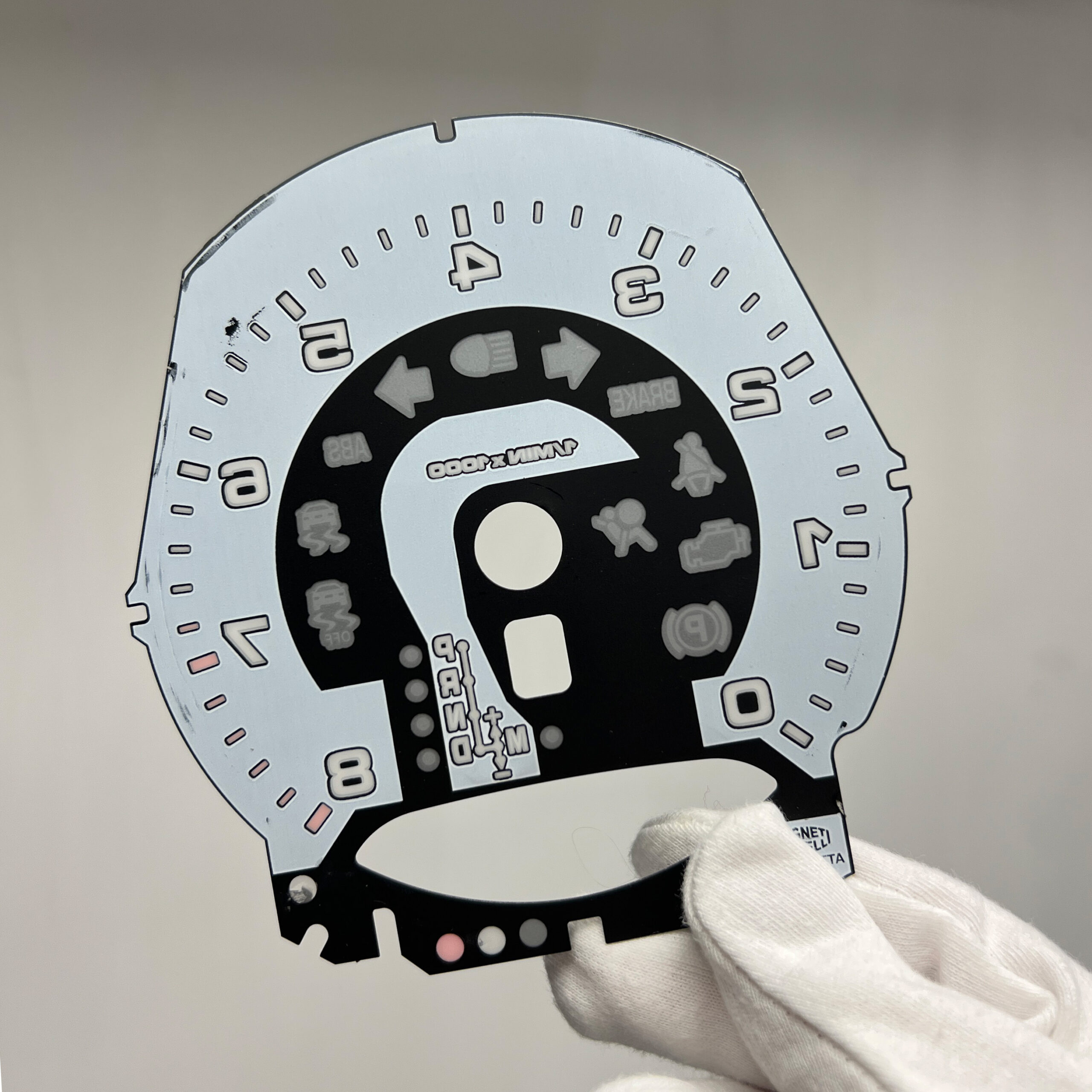 Poesche OEM gauge face tachometer - 8000 RPM - PDK - Silver Gray - rear