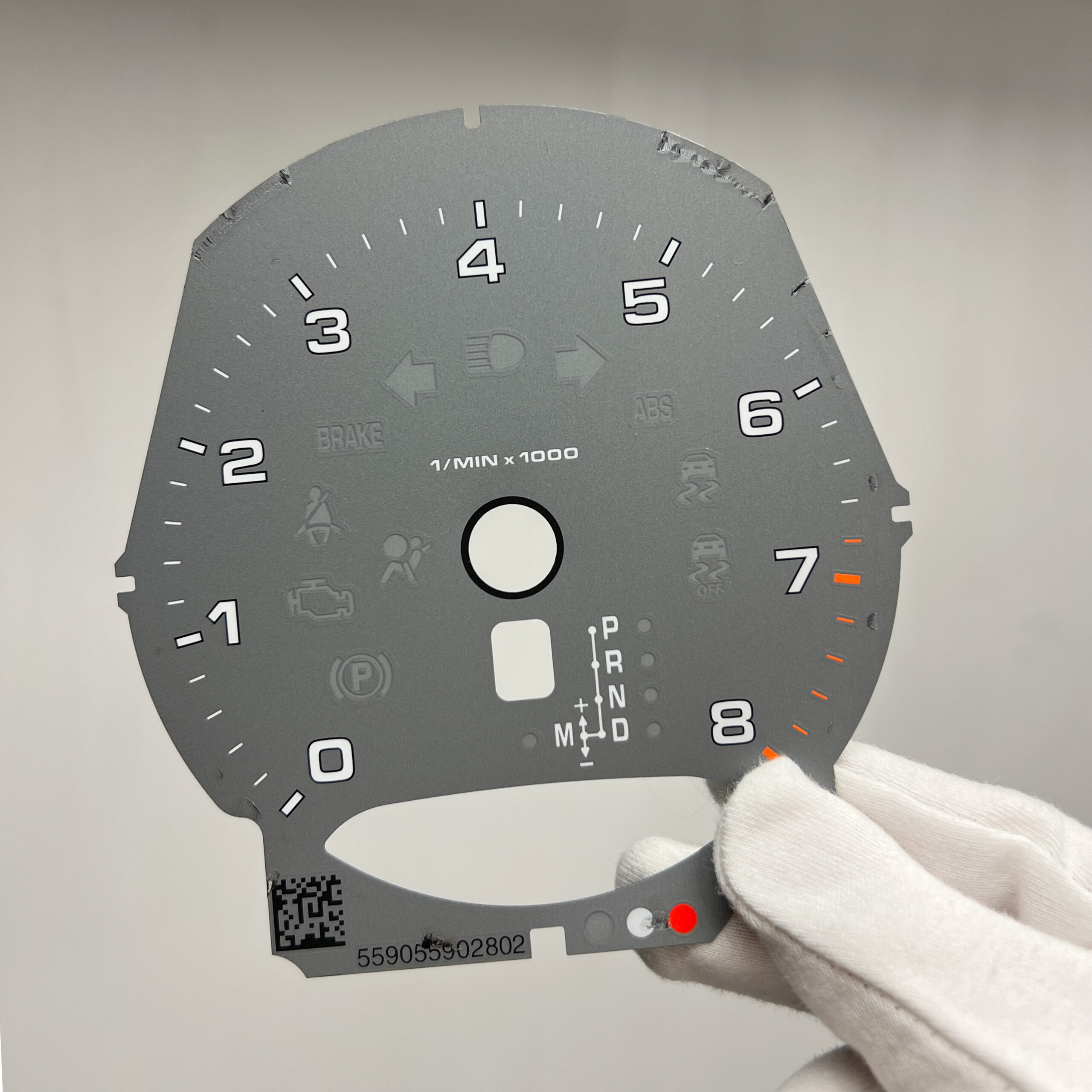 Poesche OEM gauge face tachometer - 8000 RPM - PDK - Silver Gray