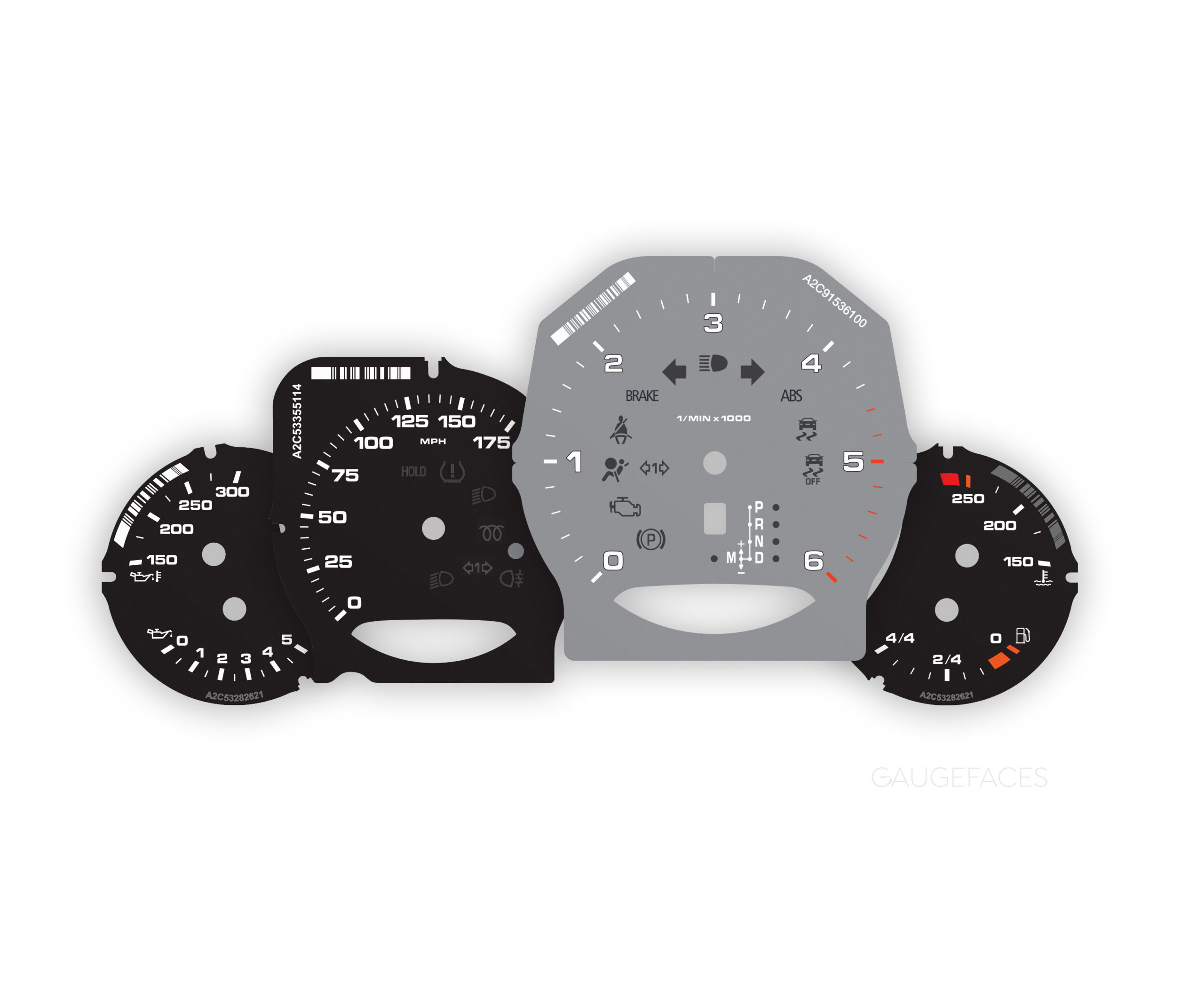 Porsche 958 Cayenne diesel gauge faces set - US - Black
