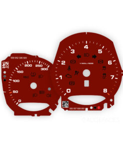 Custom Order: Porsche 718 Gauge Faces Set - EU-Spec - Modified Speedometer - Dark Red