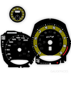 Custom Bundle: Porsche 718 GT4 Gauge Faces Set - Black with Racing Yellow Fine-Line Accent Ring
