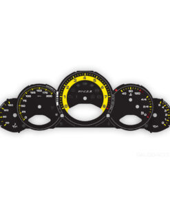 Custom Order: Porsche 997.1 Gauge Faces Set - UK-Spec - Manual - Black with Yellow Solid Accent Ring