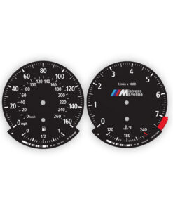 Custom Order: BMW E90 Gauge Faces Set - 160/260 - 7000 RPM - Custom Logo - Black
