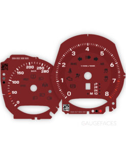 Custom Order: Porsche Macan 95B.2 Gauge Faces Set - KM/H - Burgundy