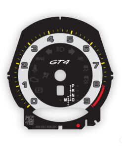 Custom Order: Porsche 718 Gauge Face Tachometer - PDK - Black with White Accent Ring