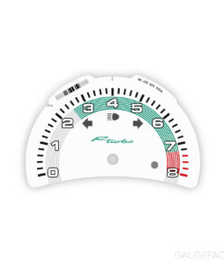Custom Order: Porsche 996.2 Gauge Face Tachometer - RTurbo Logo - White with Retro Style Ring