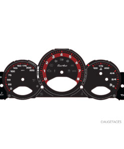For Porsche 911 997 (Gen 1 &2) Turbo: Gauge Faces – Black With Red Accent Ring - US
