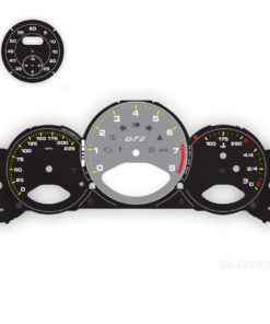 Porsche 911 997 GT2 Gauge Faces Set – Black with Gray Tachometer - US-spec + Sport Chrono - Black