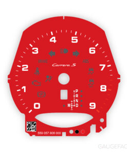 Custom Order: Porsche 911 991.1 Gauge Face Tachometer - Carrera S - PDK - Red