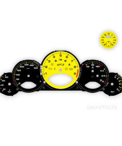 Custom Order: Porsche 911 997.1 GT3 Gauge Faces Set - Black with Yellow Tachometer