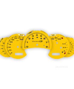 Сustom Order: Porsche 911 996.2: Gauge Faces Set – Speed Yellow with Black numbers – Manual – C4S Logo