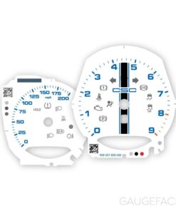 Custom Order: For Porsche 718 & 981 Spyder: Gauge Faces – Manual – UK – White / Mexico Blue – Custom Logotype